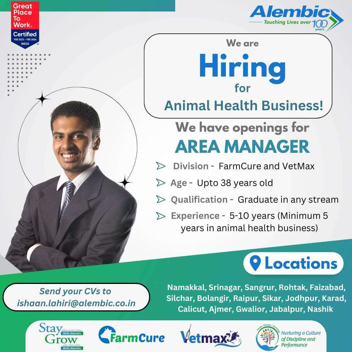 Area Sales Manager Jobs Vacancy In Alembic Pharma Multiple Locations